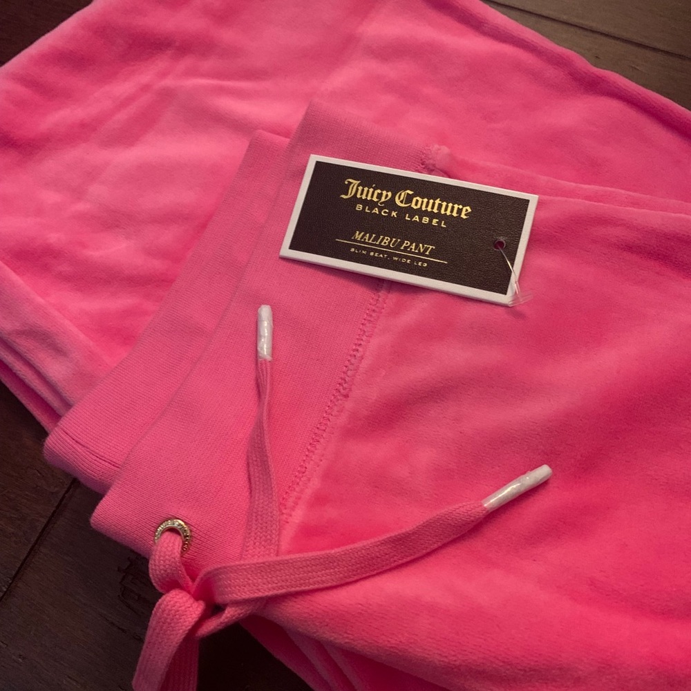 Hot pink Juicy Couture Black Label wide leg velour pant